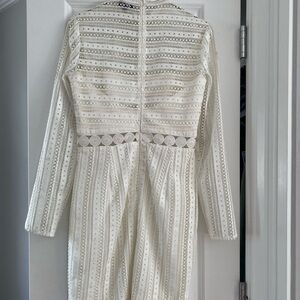 Bardot Ivory Lace Long-Sleeve Midi Dress